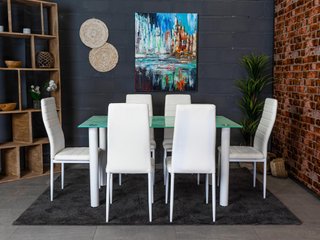 Conjunto de mesa con 6 sillas blanco
