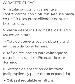 Silla coche contramarcha