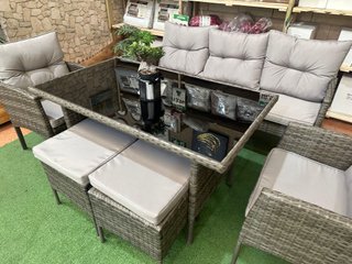 Sofa + Mesa + 2 Sillones + 2 pufs Ratan PE Sebas. Muebles de Jardin y Terraza
