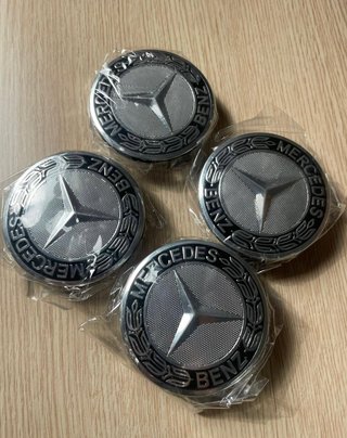 PACK TAPABUJES MERCEDES 75 mm + TAPONES VÁLVULA