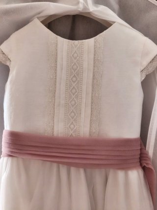 Vestido de Comunión Blanco y Rosa Talla 120