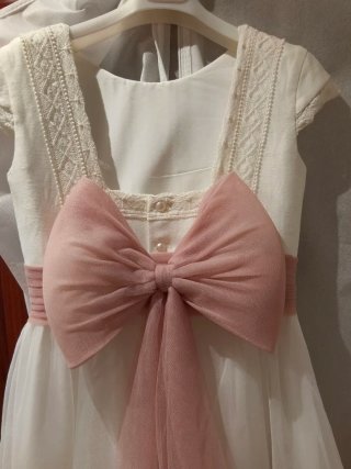 Vestido de Comunión Blanco y Rosa Talla 120