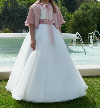 Vestido de Comunión Blanco y Rosa Talla 120