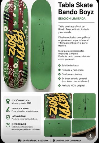Tabla de Skate Bando Boyz Edición Limitada Firmada