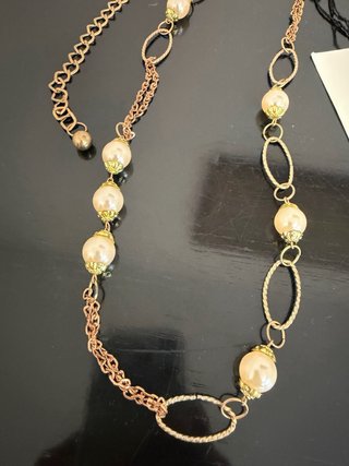 Collana Zara con perle e maglie ovali oro