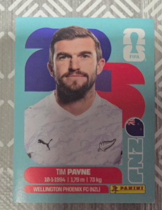 Cromo Panini Mundial 2026 Tim Payne NZL