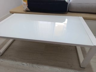 Mesa de centro cristal y metal