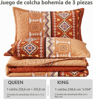 Juego Edredón Queen Bohemio 3 Piezas