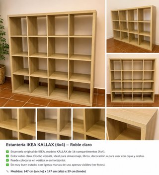 Estantería IKEA KALLAX 4x4 Roble Claro