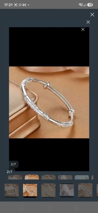 Pulsera esclava baño plata hojas