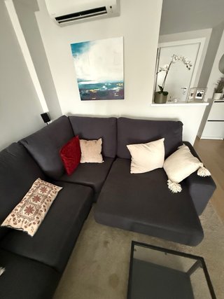 Sofá gris 5-6 plazas extensibles con chais loungue