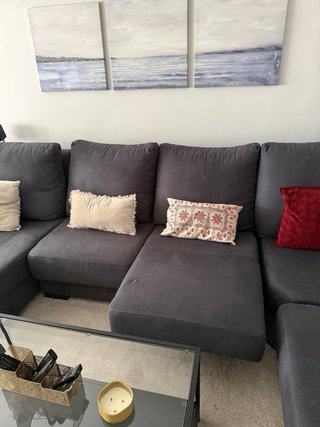 Sofá gris 5-6 plazas extensibles con chais loungue
