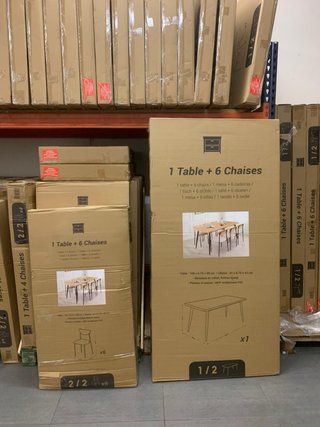 Mesa comedor industrial y 6 sillas