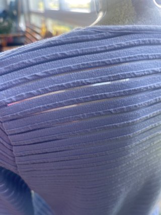 Blusa azul con rayas plateadas
