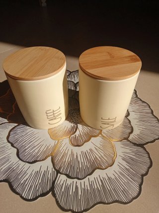 Set 2 barattoli cucina CAFFè e SALE beige ceramica