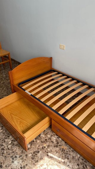 Cama 90cm con somier y cajones
