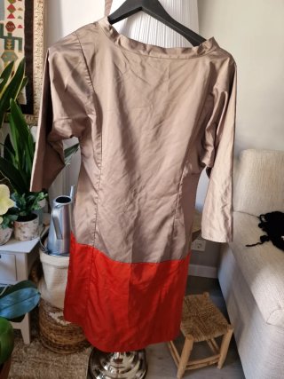 Vestido Yokana Beige y Rojo Talla XL