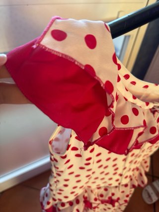 Vestido Flamenca Niña Lunares Rosa fucsia Blanco