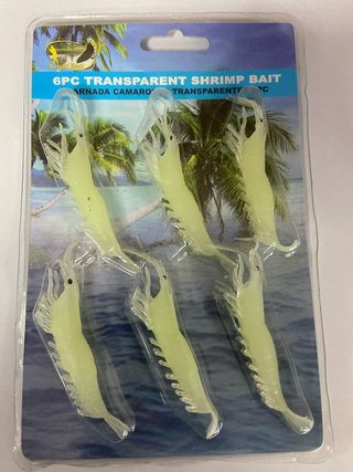 6 señuelos  de Camarón Transparentes