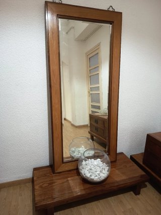 Gran Espejo 170 x 80 cm madera maciza teca + base