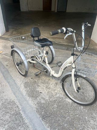 Bicicleta triciclo con cesta