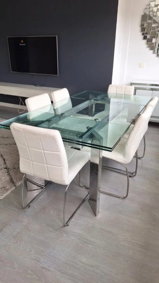 Set de 6 Sillas Comedor Piel Sintética Cromadas