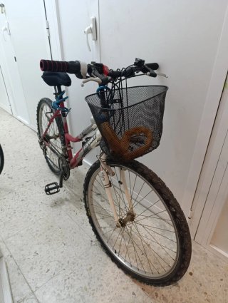 Bicicleta de montaña TOPBIKE roja y blanca
