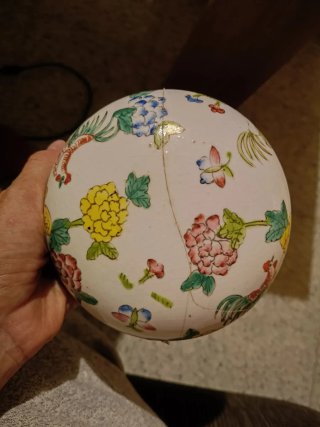 Jarrón chino cerámica gallos flores