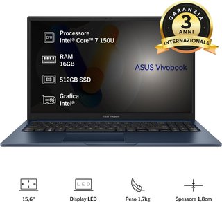 ASUS Vivobook 15 i7 150U 16GB 512GB SSD Nuovo