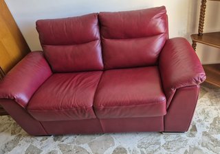 Coppia Divani 2 Posti Vera Pelle Bordeaux