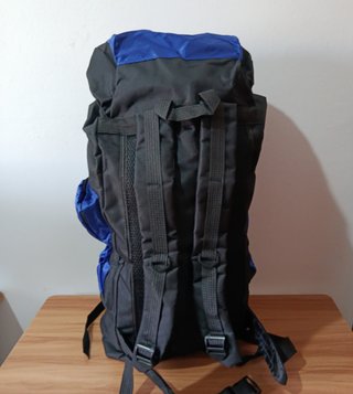 Mochila impermeable 80L azul y negra - Nueva