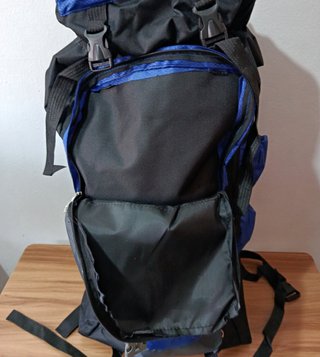 Mochila impermeable 80L azul y negra - Nueva