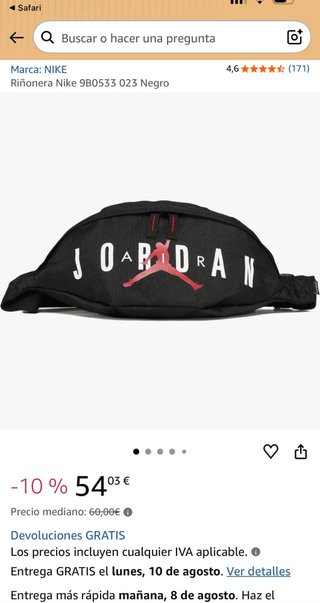 Riñonera Jordan Negra y Roja