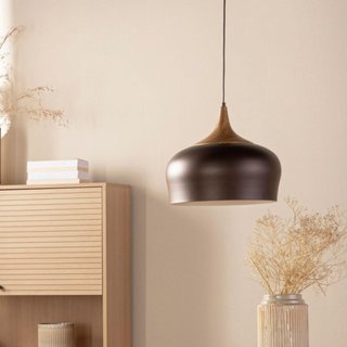 Lámpara Colgante Aluminio Madera Marrón