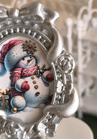 Cuadro Muñeco Nieve Casa Muñecas