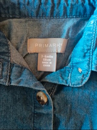 Vestido vaquero bebé 3-6 meses Primark. Algodón