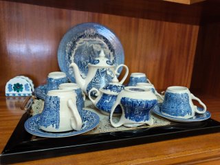 Conjunto Tazas Té Porcelana Azul y Blanco