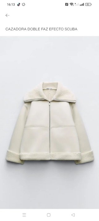 Chaqueta Zara Beige Doble Faz Efecto Scuba