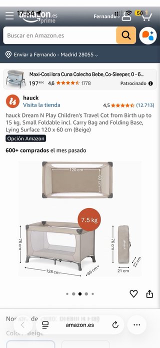 Corral/ cuna viaje Hauck nuevo