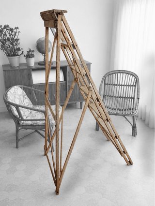 Escalera vintage haya maciza pp. siglo XX
