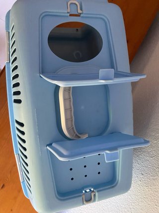 Transportín gato/perro pequeño azul y gris