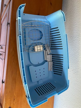 Transportín gato/perro pequeño azul y gris