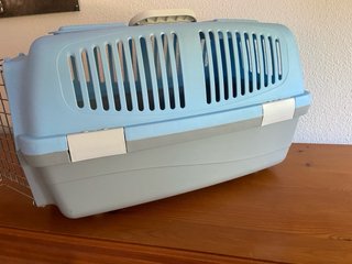 Transportín gato/perro pequeño azul y gris