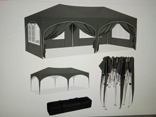 CARPA PLEGABLE 6X3 GRIS CON LATERALES-NUEVA