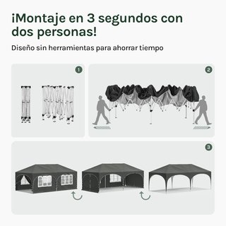 CARPA PLEGABLE 6X3 GRIS CON LATERALES-NUEVA