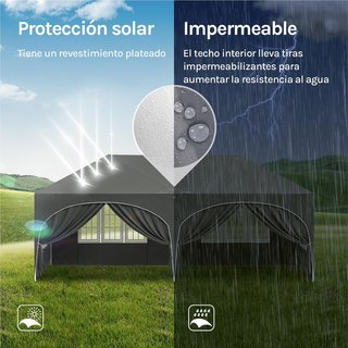 CARPA PLEGABLE 6X3 GRIS CON LATERALES-NUEVA