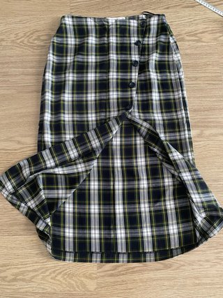 Falda midi cuadros Mango