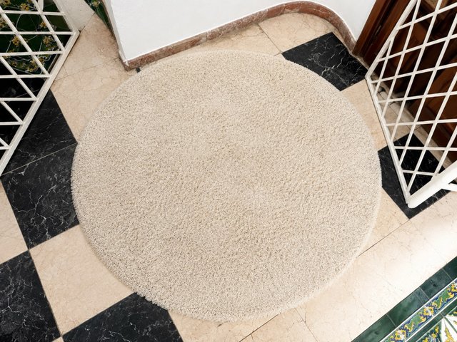 Alfombra Redonda Beige 130 cm Pelo Suave