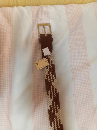 Cintura intrecciata uomo beige e marrone
