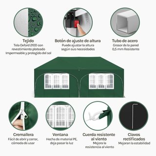 CARPA 6X3 PLEGABLE VERDE CON LATERALES NUEVA